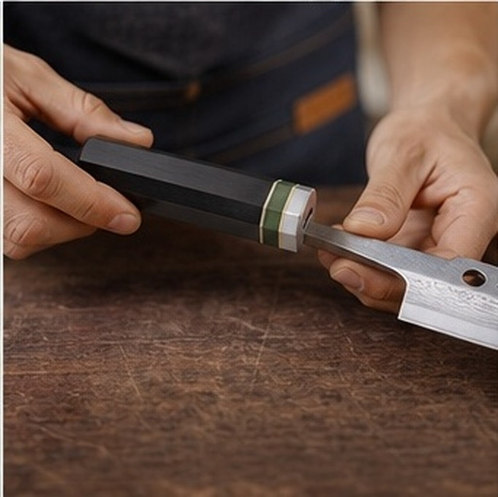 Japanese Knife - ด้ามมีดครัวไม้ดำทรงแปดเหลี่ยม สำหรับเปลี่ยน ด้ามมีดสไตล์ญี่ปุ่น สำหรับมีดเชฟ มีดกยูโต มีดซันโตคุ