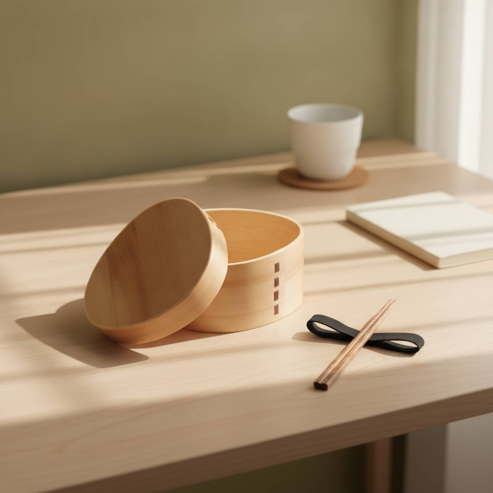 Bento Box - กล่องเบนโตะไม้ กล่องอาหารกลางวันสไตล์ญี่ปุ่นพร้อมช่องใส่ของแบบดั้งเดิม ธรรมชาติ สำหรับพนักงานออฟฟิศ โรงเรียน